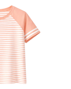 Custom Peach <b>White</b> Striped Raglan T Shirt Cotton Summer Casual Wear Tee Contrast Sleeve Round Neck OEM Supplier Manufacturer - Product Image 4