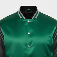 Veste en satin pour homme, veste bomber sportive, tissu polyester lisse, ceinture élastique, poignets côtelés, design personnalisé, fournisseur en gros