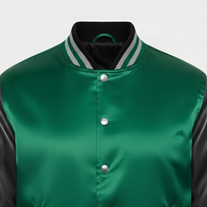 Chaqueta Deportiva de Satén para Hombre, Chaqueta Bomber, Tela de Poliéster Suave, Cintura Elástica, Puños Acanalados, Diseño Personalizado, Proveedor Mayorista - Product Image 3