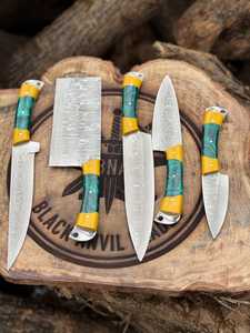 Premium Damascus Kitchen <b>Knife</b> <b>Set</b> Custom Resin Handle Chef <b>Knife</b> Collection Wholesale Supplier Stainless steel cookware - Product Image 1
