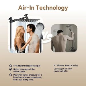 Set doccia a testa quadrata da 12 pollici di livello commerciale con tecnologia a risparmio idrico e opzione portatile per accessori per doccia - Product Image 1