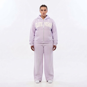 Ensemble deux pièces décontracté pour femme, grande taille, avec logo personnalisé, imprimé hiver, comprenant un sweat-shirt court à capuche et un pantalon de survêtement - Product Image 1