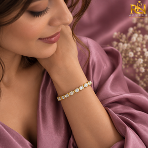 Bracelet tennis en diamants de laboratoire taille émeraude ovale marquise, maillons éternité de formes mélangées |   Or massif 9K 14K 18K Bijoux fins de luxe - Product Image 4