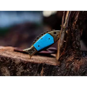 Burraq DIY Industrial Grade OEM Custom Handmade Damascus Steel Pocket Knife Leather Sheath Anniversary Gift Groomsman <b>Present</b> - Product Image 2