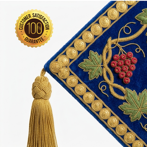 Épigonation de prêtre orthodoxe brodée à la main bleue avec pompons dorés, vêtement liturgique personnalisable - Product Image 4