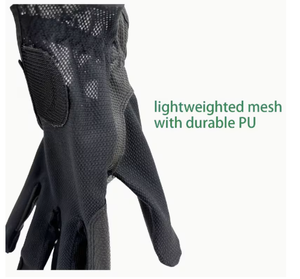 Gants d'équitation en similicuir noir pour hommes, coupe régulière, fermeture auto-agrippante, respirants, légers, accessoires équestres d'été - Product Image 4