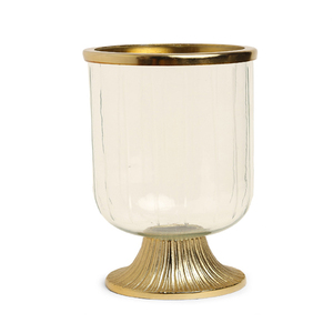 Porte-bougies en verre et aluminium dorés pour mariage, dîner, décoration de Noël - Product Image 1