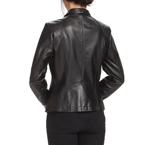 High Quality Women Genuine Leather Jacket Style Crop Biker Type Genuine Lambskin Leather Jacket For Women's - Product Image 2