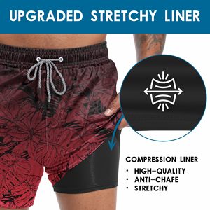 Fashion Printed Swim Shorts for Men Quick Dry <b>Elastic</b> Waist Beach Board Shorts - Product Image 3