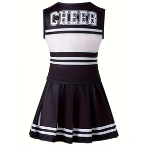 2026 Latest Articles Cheerleading Uniform Black <b>White</b> <b>Skirt</b> Style Adult Practice Dress Front Cheer Print Polyester Material OEM - Product Image 2