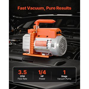 Pompa per vuoto rotativa a palette monostadio 3.5 CFM 1/4 HP per sistemi HVAC R134a R22 R410a Motore a 4 poli Automatico - Product Image 2