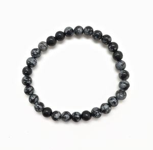 Unisex SnowflakeObsidian <b>Bracelet</b> Muntaha Agate Premium Grade Handmade 8mm Bead Souvenir Gift Natural Crystal Stone Mascot Theme - Product Image 4