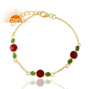 Bracelet émaillé en argent 925 plaqué or 18 carats au design étonnant fabrication de bijoux fins Demi - Product Image 4