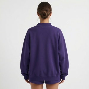 เสื้อสเวตเชิ้ตคอเต่าโอเวอร์ไซส์สำหรับผู้หญิง สีม่วงล้วน ลายกราฟิก Trackstar สไตล์ลำลอง แขนยาว เสื้อกันหนาว สตรีทแวร์ - Product Image 2