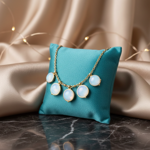 Collier élégant en pierre ronde blanche 12MM, collier statement en argent sterling 925 plaqué or 18 carats, bijoux de mariage - Product Image 4