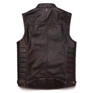 Men's Genuine <b>Leather</b> Vest <b>Sleeveless</b> Motorcycle Adults Custom Wholesale OEM Biker <b>Jacket</b> Vintage Casual Premium Outerwear 2026 - Product Image 4