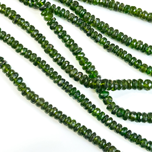 Perles de diopside chromé naturel facettées en forme de rondelle 4-6mm, perles de pierres précieuses en vrac pour la fabrication de bijoux, fournitures de pierres précieuses en gros - Product Image 2
