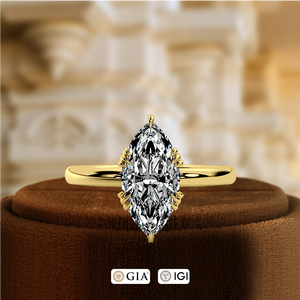 Bague de fiançailles solitaire en diamant marquise, bague de mariage en or jaune 14 carats, cadeau idéal pour une demande en mariage, bague en diamant certifié IGI 1 carat - Product Image 3