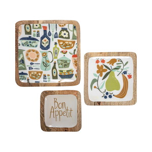 Plateau en bois émaillé personnalisé, durable et éco-responsable, pour 4 personnes, centre de table moderne de style ferme, vaisselle - Product Image 1
