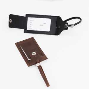 Custom Real Leather Luggage Tags Privacy Flap Travel Bag Tags Genuine Leather Suitcase <b>Name</b> <b>Labels</b> Brand LMP-0291 - Product Image 5