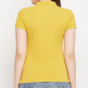 เสื้อโปโลแขนสั้นสีน้ำเงินกรมท่าสำหรับผู้หญิง แต่งขอบสีขาว เสื้อถักลำลอง - Product Image 3