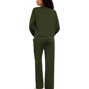 ชุดเซ็ทวอร์มผู้หญิง 2 ชิ้น เสื้อแจ็คเก็ตซิปเต็มตัวและกางเกงขายาวทรงหลวม ชุดลำลองสำหรับพักผ่อนและวิ่งออกกำลังกาย - Product Image 5