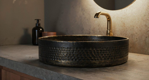 Luxury Black Hammered Copper Durable High Standard Quality Vessel Sink Handmade Home Use Bathroom Wash <b>Basin</b> for Modern Vanity - Product Image 3