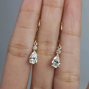 Elegant 1.58 Ct Lab Grown Diamond Stud <b>Earrings</b> 14K Solid Gold Pear Teardrop Engagement Wedding IGI Certified Gift Women - Product Image 1