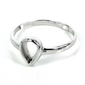 Bague en argent Sterling 925 à la mode classique en forme de poire réglage de lunette 5X7 MM diamant monté calibré Cabochon fin en gros - Product Image 2