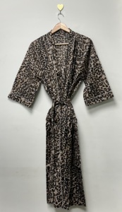 Handmade Cotton Velvet Floral V-neck <b>Kimono</b> Robe Three Quarter Sleeve Knee Length Eco-Friendly Luxury Elegant Summer Breathable - Product Image 4