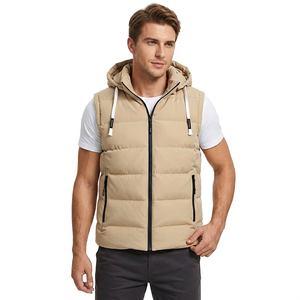 Chaleco Acolchado Reversible sin Mangas con Capucha para Hombre, Cierre de Cremallera, Resistente al Viento, de Lona, Informal, para Invierno, Color Sólido, Corte Regular - Product Image 3