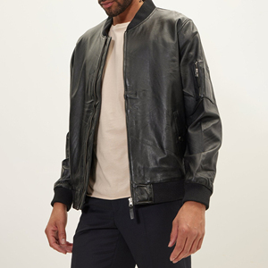 Veste d'aviateur vintage en similicuir pour homme, doublée polaire, chaude, zippée, style streetwear, idéale pour l'hiver - Product Image 5