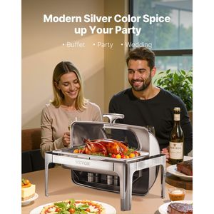 Set di scaldavivande in acciaio inossidabile 4Qt con 2 padelle di mezza dimensione 1 confezione di attrezzature per il riscaldamento e la tenuta del rettangolo - Product Image 2