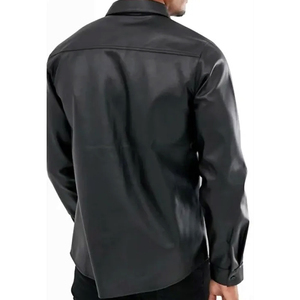 Camisa Casual de Cuero 100% para Hombre, Nuevo Diseño, Transpirable, Resistente al Viento, Antibacteriana, Ecológica, Cierre con Botones de Cuerno, Color Sólido - Product Image 5