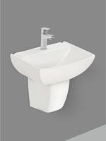 Lavabo carré moderne en céramique avec demi-pied, suspendu au mur, pour salle de bain, fabricant d'articles sanitaires en gros
