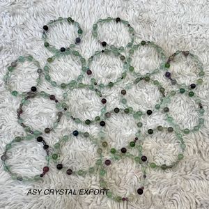 Bulk Natural <b>Rainbow</b> Fluorite Crystal <b>Bracelet</b> Healing Gemstone Beaded <b>Bracelet</b> For Mental Clarity Balance Protection Jewelry - Product Image 4