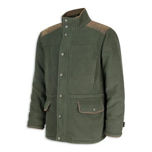 Chaqueta de caza para hombre de forro polar verde oliva con parches acolchados en los hombros, abrigo cálido de invierno para exteriores, chaqueta campestre al por mayor - Product Image 1
