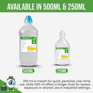 Station de lavage oculaire portable de 250 ml avec solution saline pour laboratoire, chantier, urgence, à fixer - Product Image 2