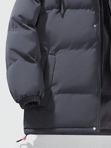 Chaqueta Acolchada Negra con Capucha para Hombre, Cierre de Cremallera, Resistente al Viento, Gruesa, Informal, para Invierno, Manga Larga, Corte Holgado - Product Image 5