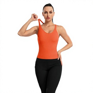 <b>Women</b> Sleeveless Sports Shirt <b>Orange</b> Fitted Gym Tank <b>Top</b> Custom Branding Fitness Apparel OEM ODM Wholesale Manufacturer - Product Image 3