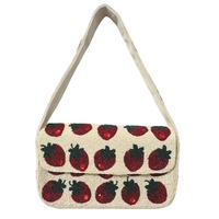 Sac à main bohème chic en lin brodé de perles de rocaille avec design personnalisé, couleurs mélangées, pour usage quotidien