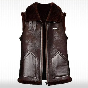 Chaleco de Piel de Oveja Genuina para Hombre, Color Marrón, para Invierno - Product Image 3