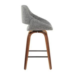 Set di 2 Sgabelli da Bar in Stile Mid-Century Modern, in Noce e Tessuto Grigio - Product Image 3