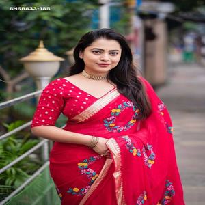 ชุดส่าหรีผ้าจอร์เจตต์ปักลายพร้อมเสื้อคลุม ดีไซน์ทันสมัย สวยสง่า คอลเลคชั่นล่าสุด จากซูรัต ซารี เลิฟ - Product Image 1