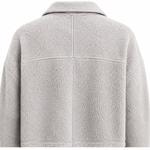 Womens Casual Solid Windproof <b>Teddy</b> Fleece Jacket Long Sleeve Open Front Shawl Collar Short Winter Fashion Outerwear - Product Image 4