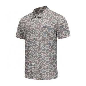 เสื้อเชิ้ตแขนสั้นลายพรางพิมพ์ลายถักสำหรับผู้ชาย ทรงโอเวอร์ไซส์ ผ้าฝ้าย 100% ระบายอากาศได้ดี - Product Image 1