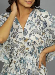 Robe kaftan en coton indien faite à la main, légère, pour la plage en été - Product Image 2