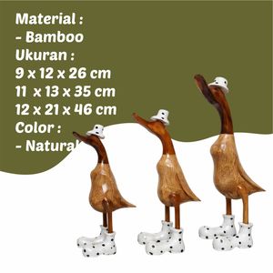 Wooden Duck Figurines Hand Carved With Ceramic Hats And <b>Boots</b> Home Decoration Animal Theme Natural Handmade Craft - Product Image 2