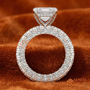 แหวนแต่งงานเพชรทรงเหลี่ยมมรกตทองคำโรสโกลด์ 14K คลาสสิก พร้อมวงแหวนเพชรทรงเหลี่ยมสำหรับผู้หญิง - Product Image 2