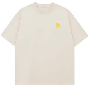 Camiseta Oversize de Algodón Crema para Hombre, Manga Corta, Cuello Redondo, Estilo Casual Urbano, con Logo Pequeño en el Pecho, Ideal para Verano - Product Image 2